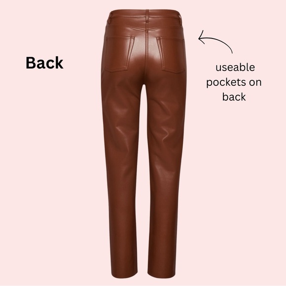 WILFRED ARITZIA sz.4 vegan leather Melina™️ high-rise women’s pant in cognac - Picture 4 of 10